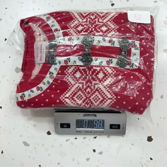 Hanna Andersson Long Sleeve Snowflake Red White Knit Cotton Dress US 4 - Picture 8 of 9